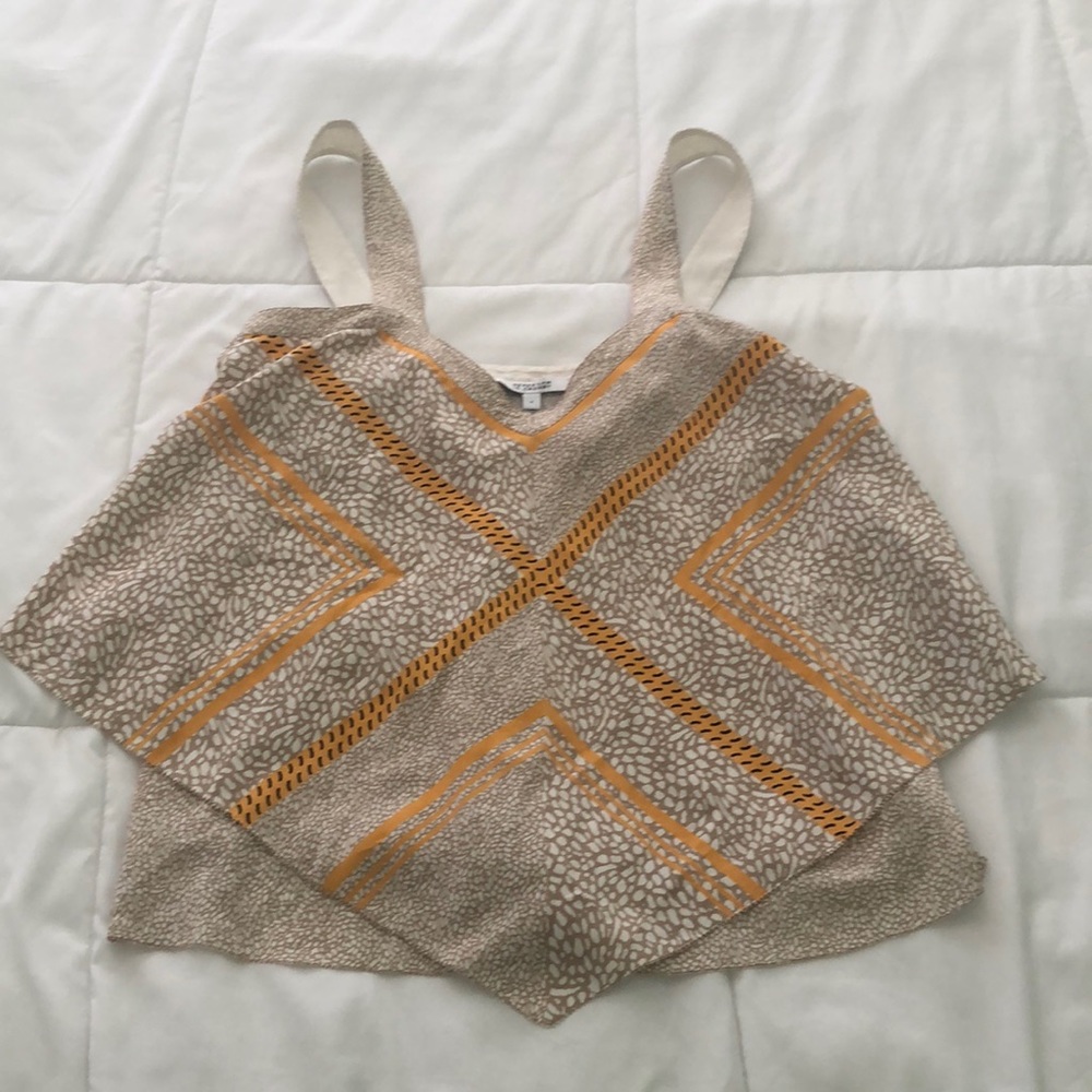 Women’s V-Neck Sleeveless Tank Top in Beige and Mustard